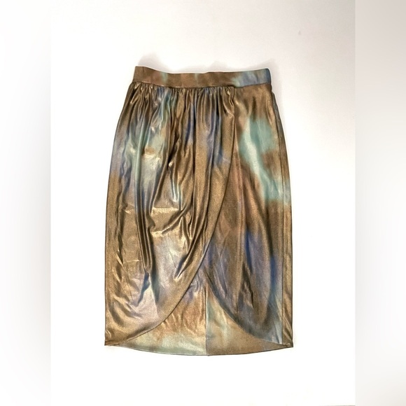 Le Superbe Take it easy Metallic Slit Multicolor Tie dye Skirt Oil Spill S - Picture 3 of 9
